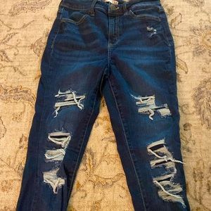 Semi-ripped jeggings High-rise blue